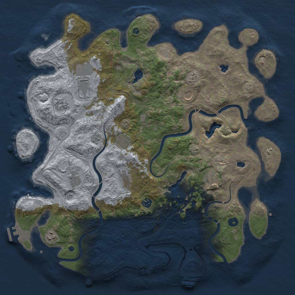 Rust Map: Procedural Map, Size: 4500, Seed: 28462, 16 Monuments