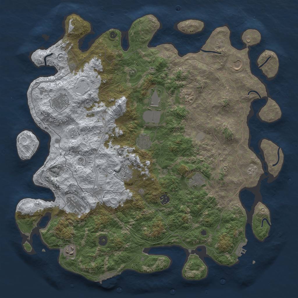 Rust Map: Procedural Map, Size: 4500, Seed: 28462, 20 Monuments