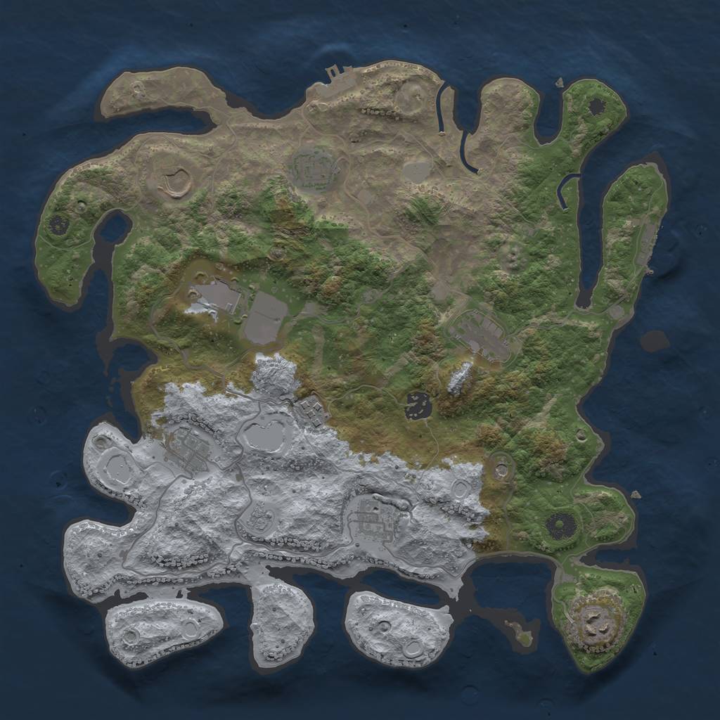 Rust Map: Procedural Map, Size: 3750, Seed: 706912804, 18 Monuments