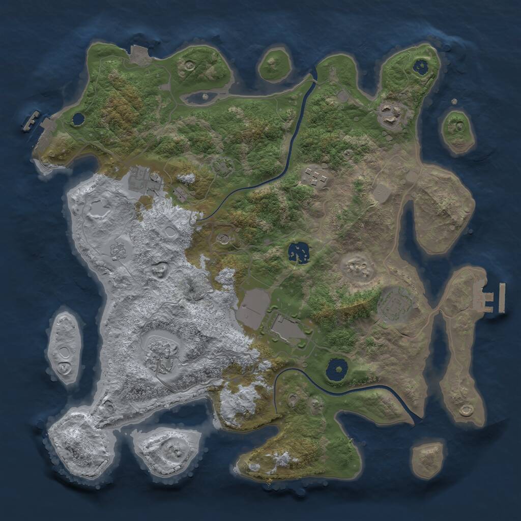 Rust Map: Procedural Map, Size: 3500, Seed: 636162, 13 Monuments