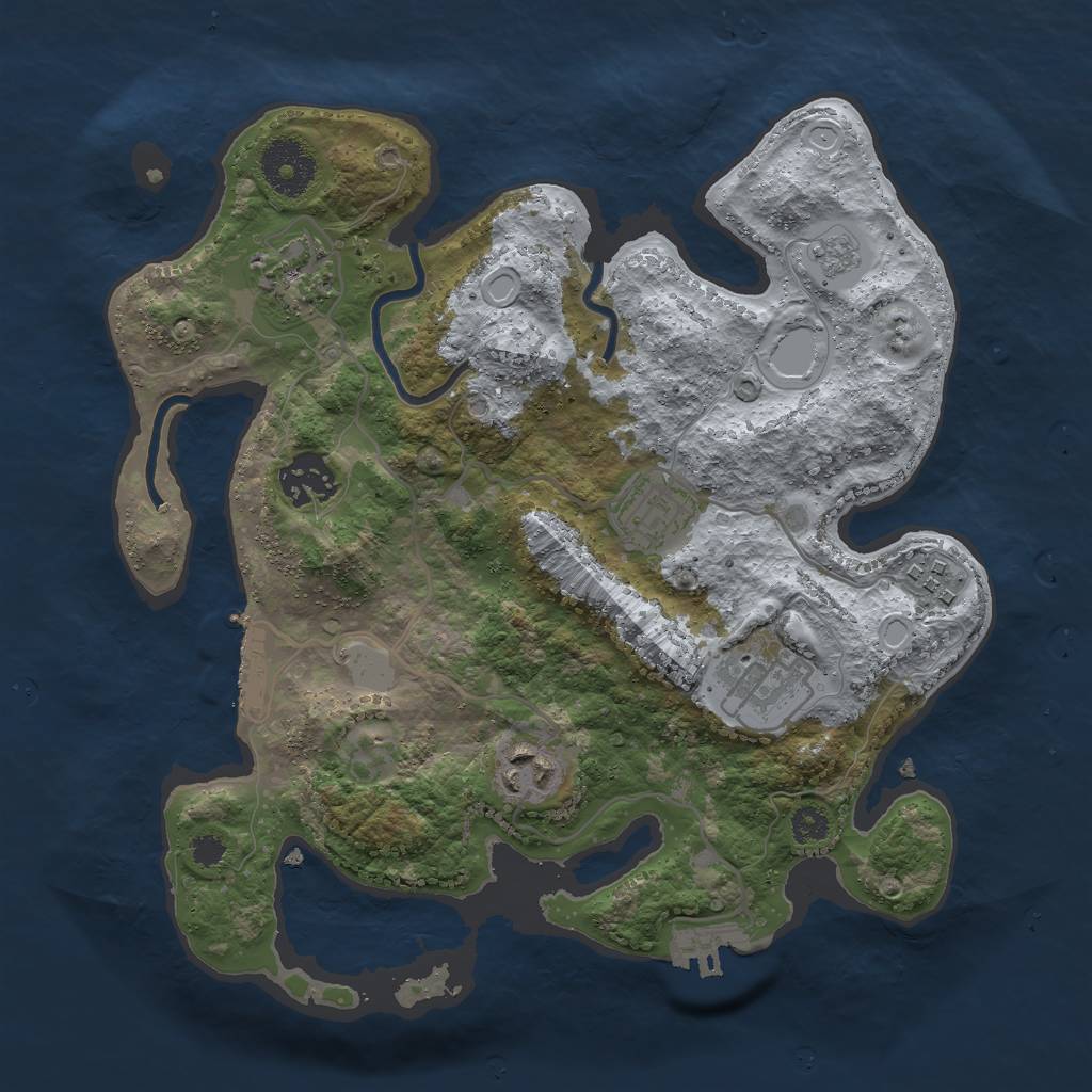 Rust Map: Procedural Map, Size: 3000, Seed: 1059350914, 14 Monuments