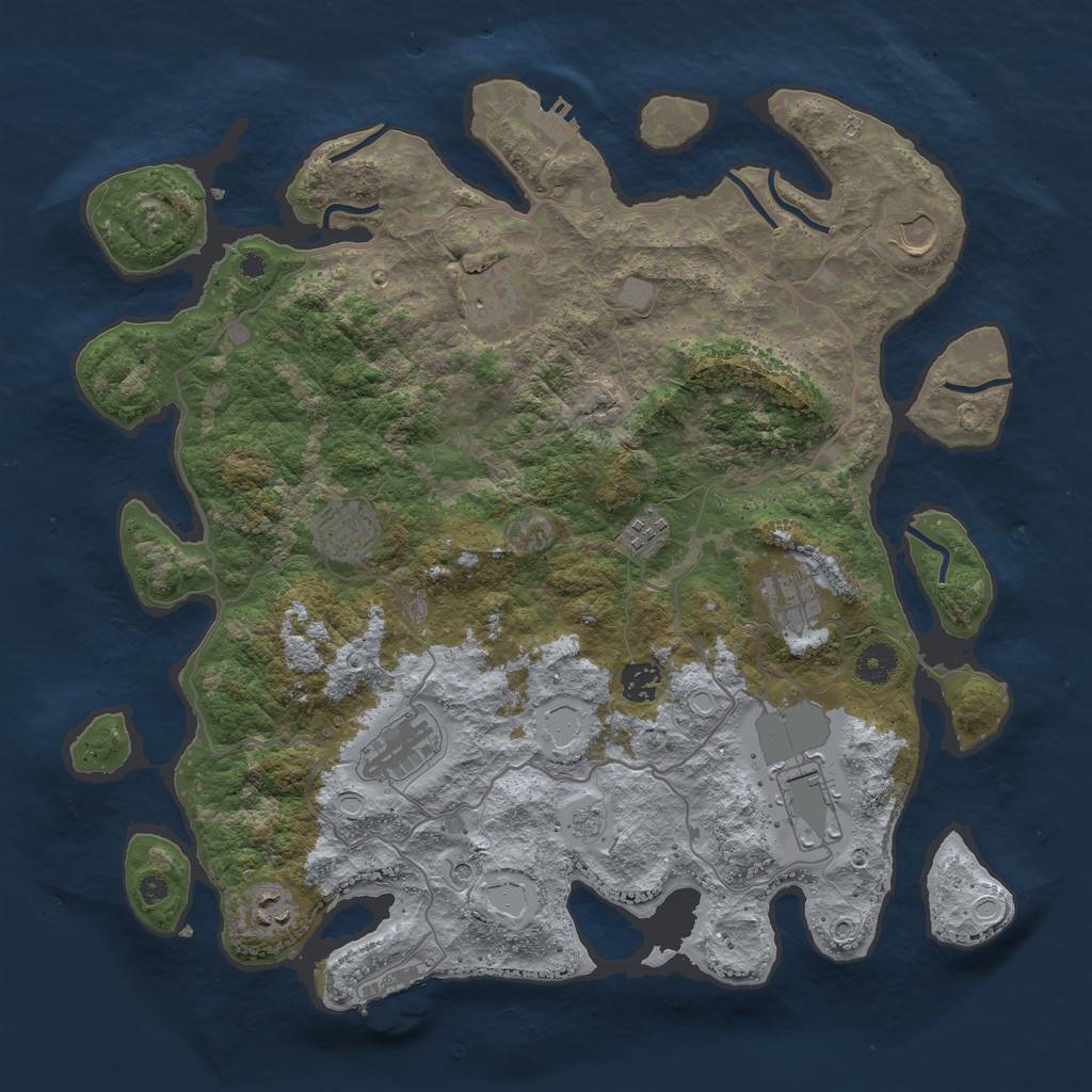 Rust Map: Procedural Map, Size: 4000, Seed: 1602576982, 18 Monuments