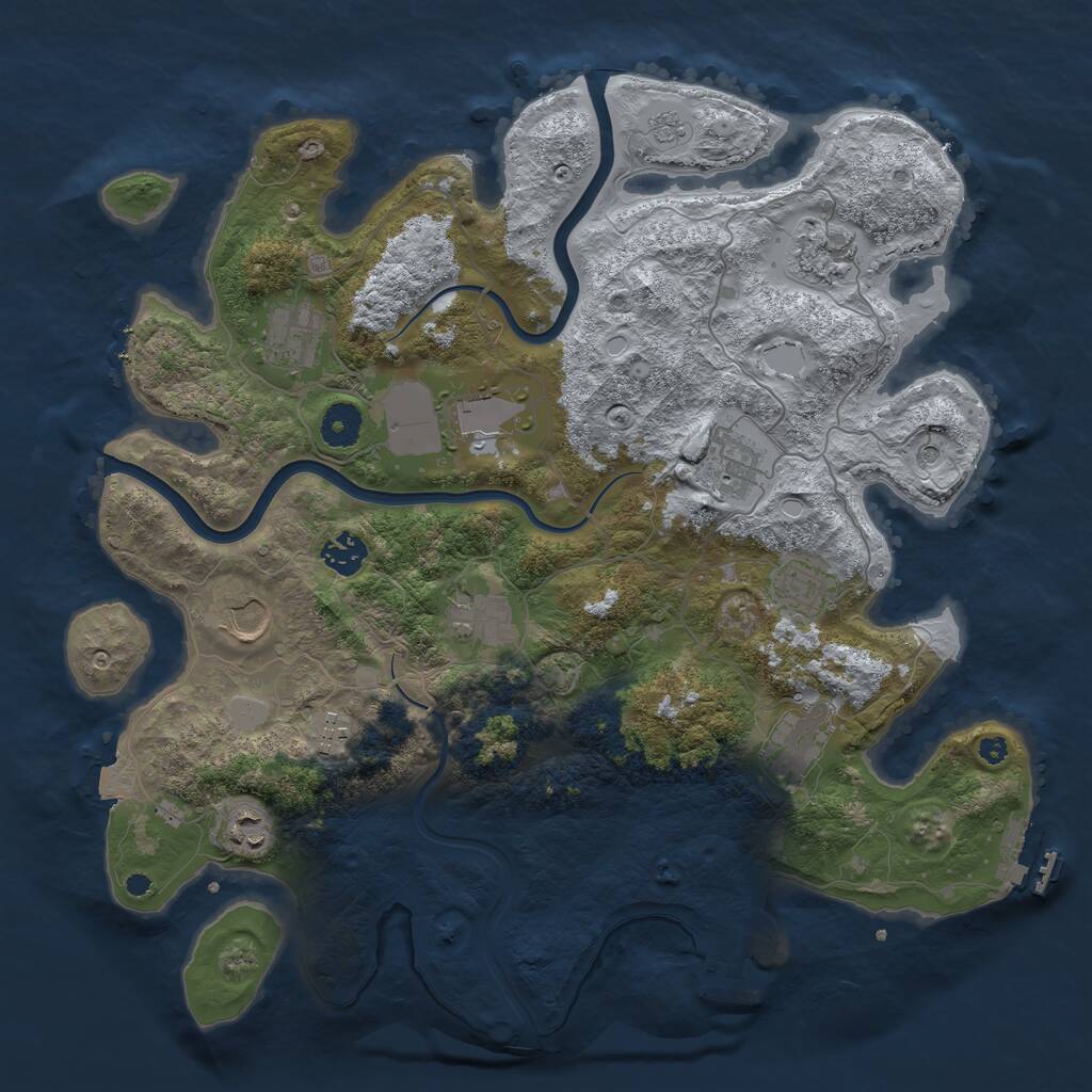 Rust Map: Procedural Map, Size: 3850, Seed: 604621738, 17 Monuments