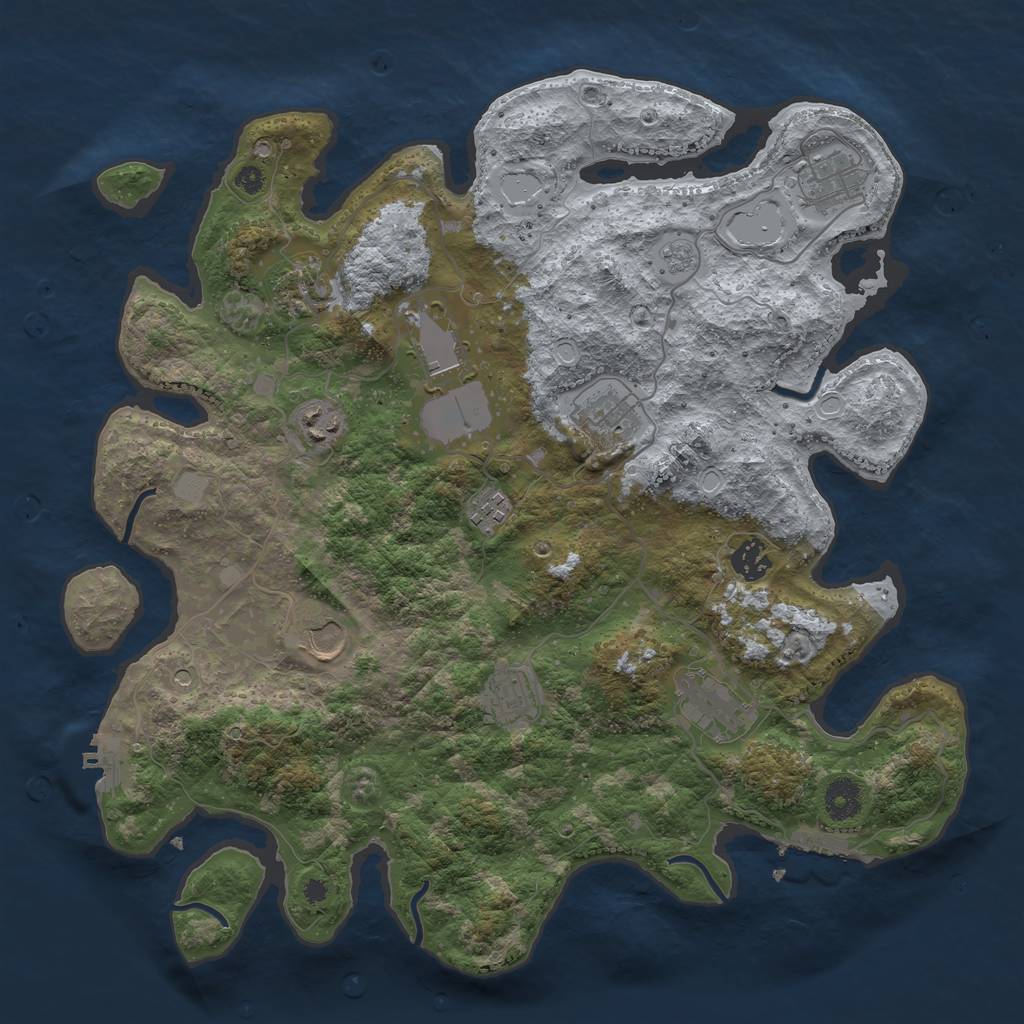 Rust Map: Procedural Map, Size: 3850, Seed: 604621738, 17 Monuments