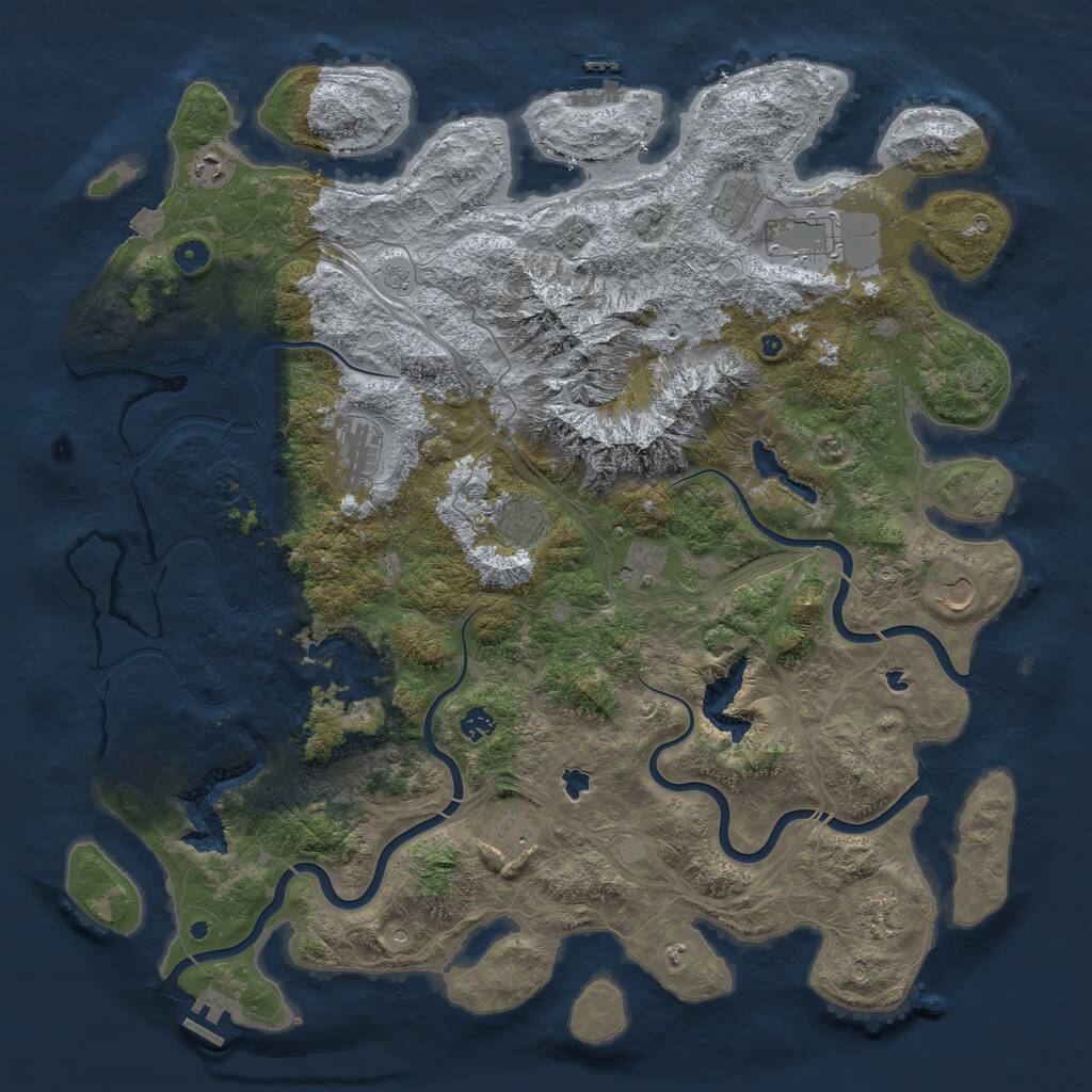 Rust Map: Procedural Map, Size: 5000, Seed: 96969, 17 Monuments