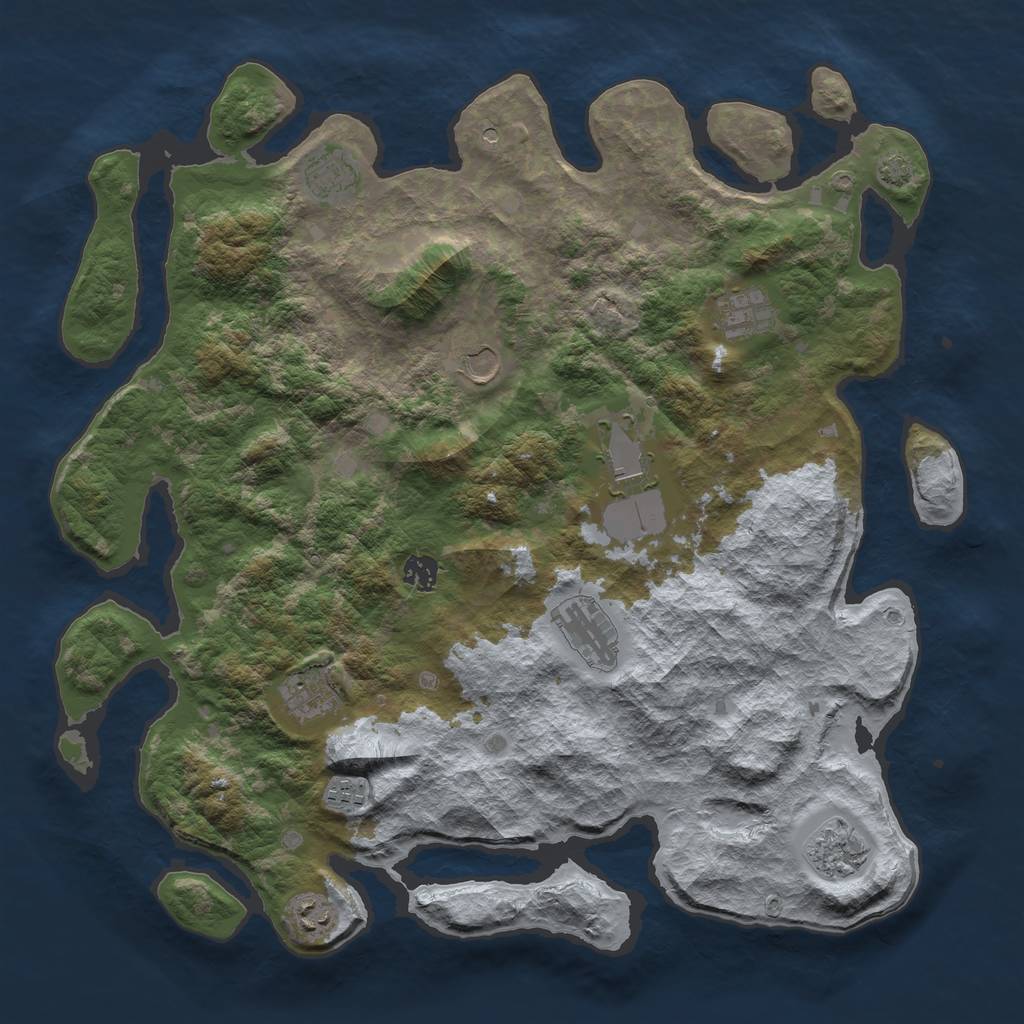Rust Map: Barren, Size: 4250, Seed: 372157348, 14 Monuments