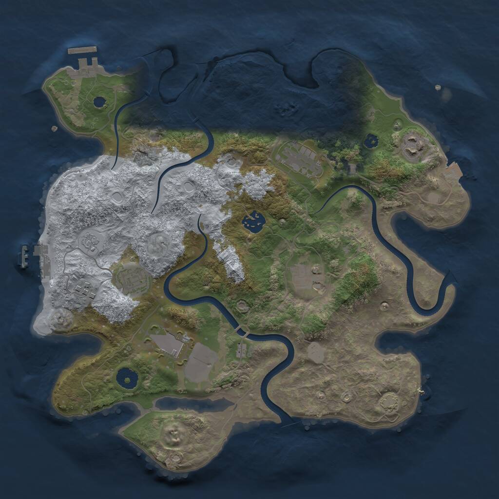 Rust Map: Procedural Map, Size: 3500, Seed: 1446693929, 13 Monuments