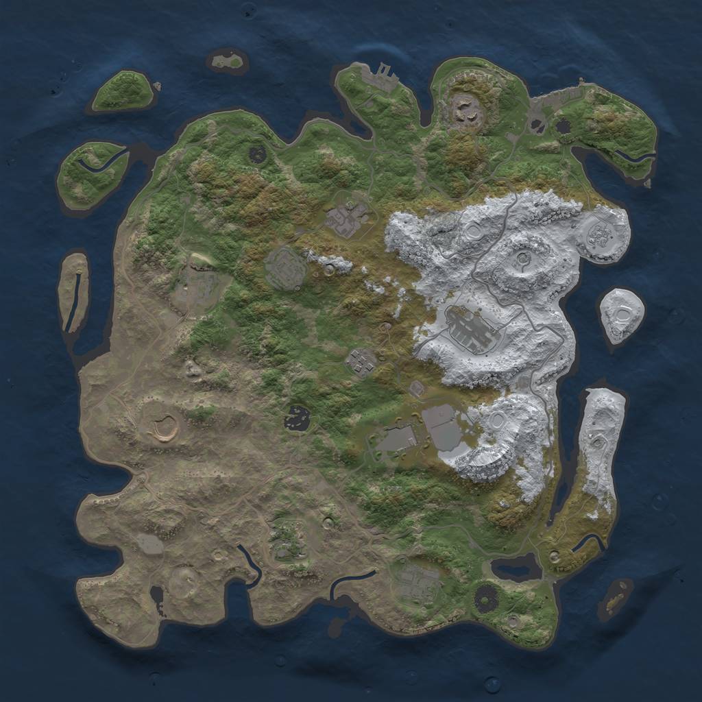 Rust Map: Procedural Map, Size: 4000, Seed: 1246940303, 20 Monuments