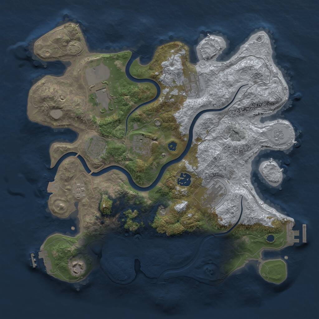 Rust Map: Procedural Map, Size: 3500, Seed: 30682574, 14 Monuments