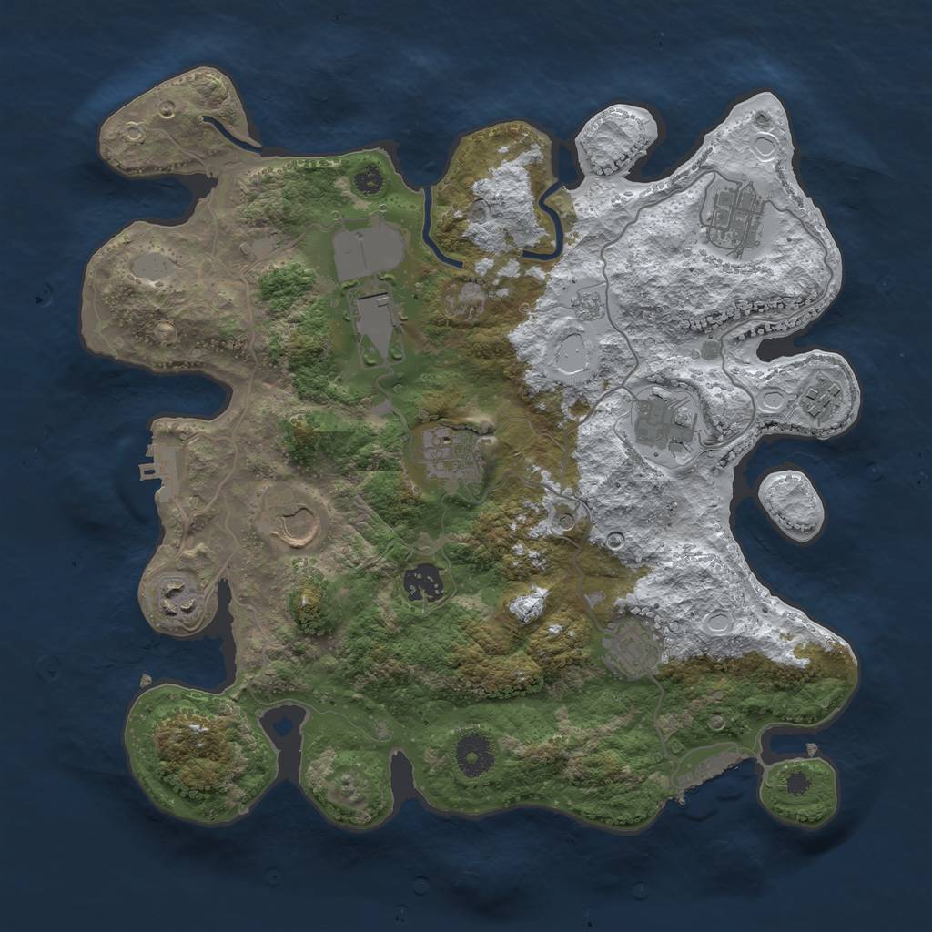 Rust Map: Procedural Map, Size: 3500, Seed: 30682574, 18 Monuments