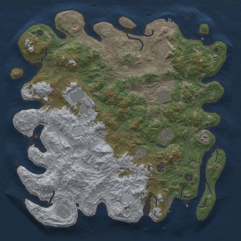 Rust Map: Procedural Map, Size: 4500, Seed: 836424369, 18 Monuments