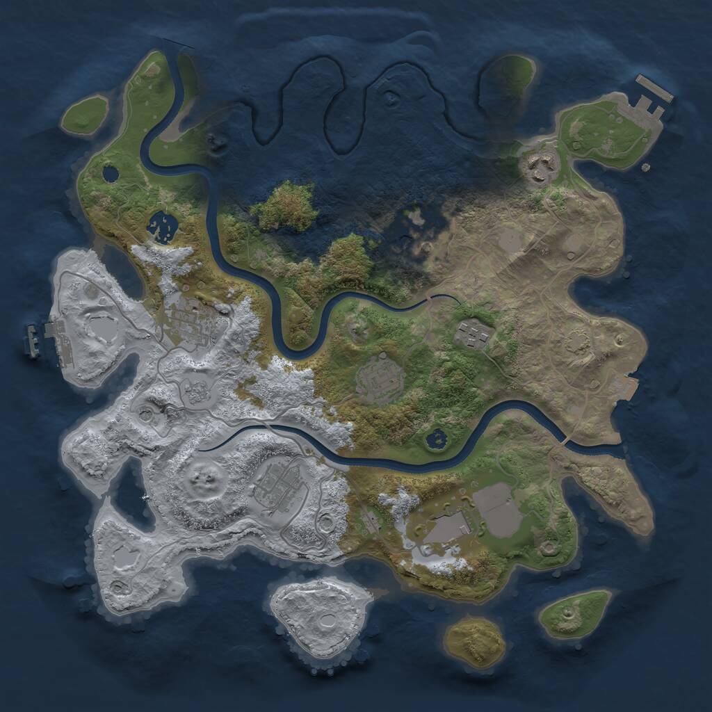 Rust Map: Procedural Map, Size: 3500, Seed: 740, 14 Monuments