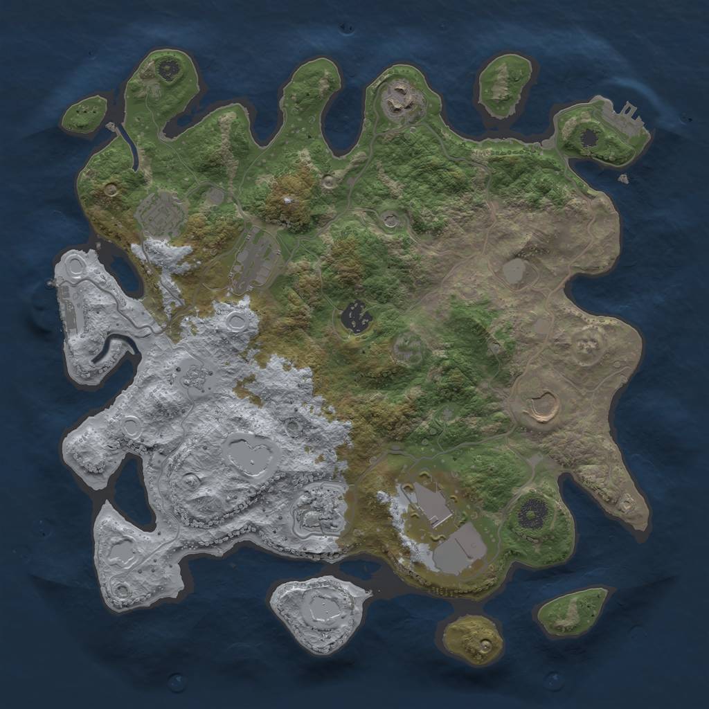 Rust Map: Procedural Map, Size: 3500, Seed: 740, 16 Monuments