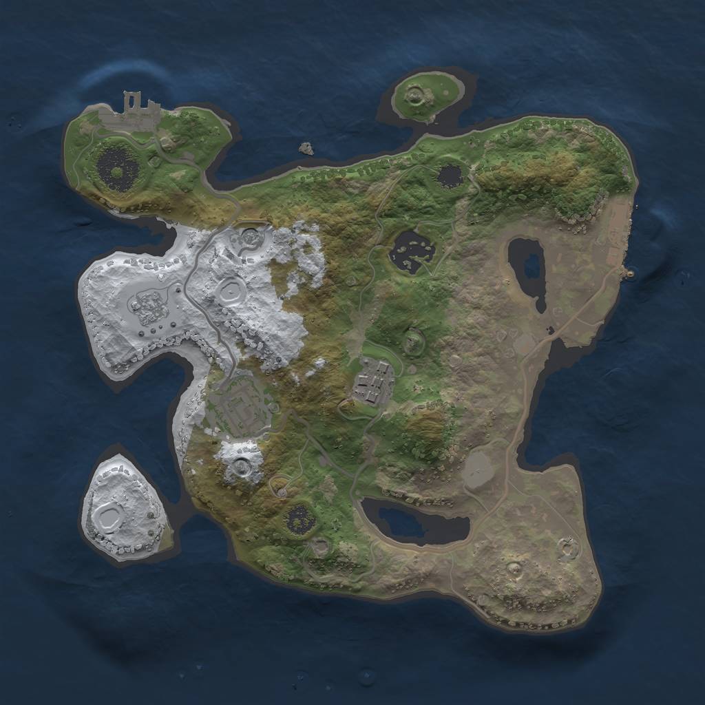 Rust Map: Procedural Map, Size: 2500, Seed: 1836486142, 12 Monuments