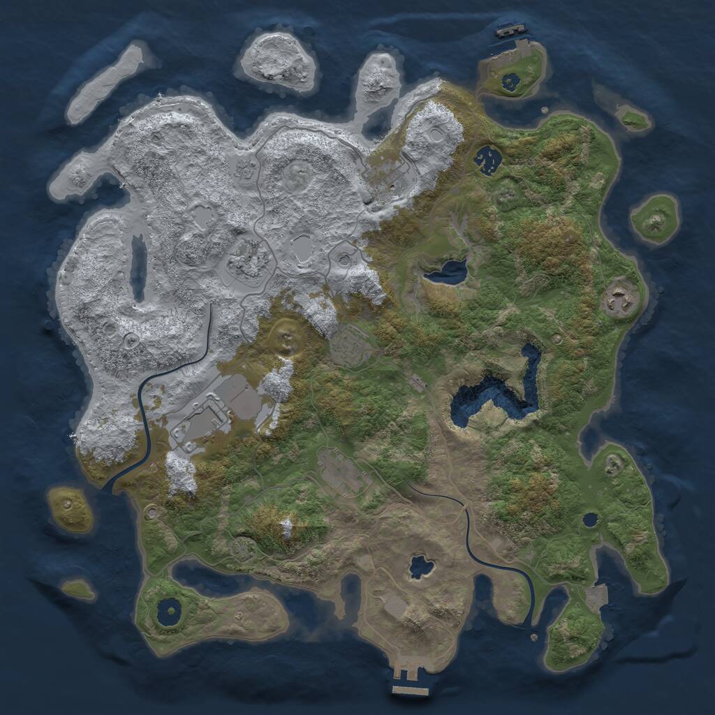 Rust Map: Procedural Map, Size: 4000, Seed: 558844, 13 Monuments