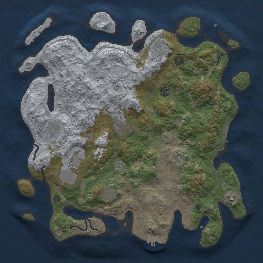 Rust Map: Procedural Map, Size: 4000, Seed: 558844, 15 Monuments