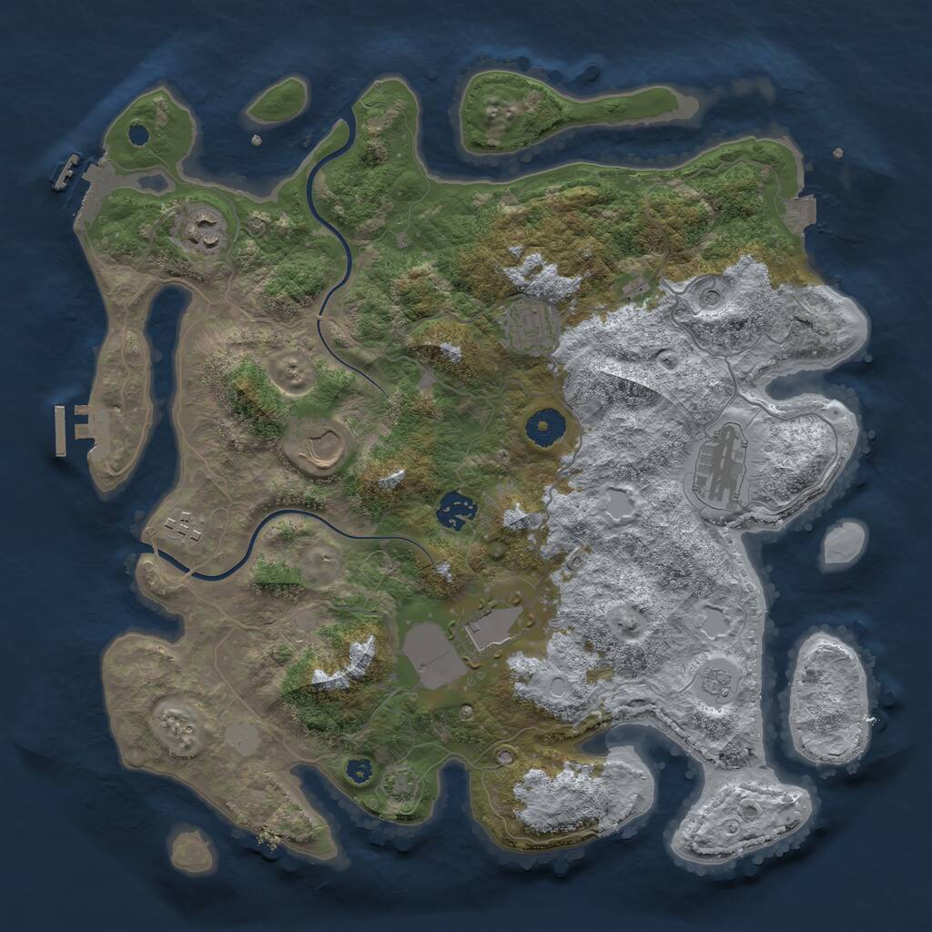 Rust Map: Procedural Map, Size: 3700, Seed: 1563692125, 13 Monuments