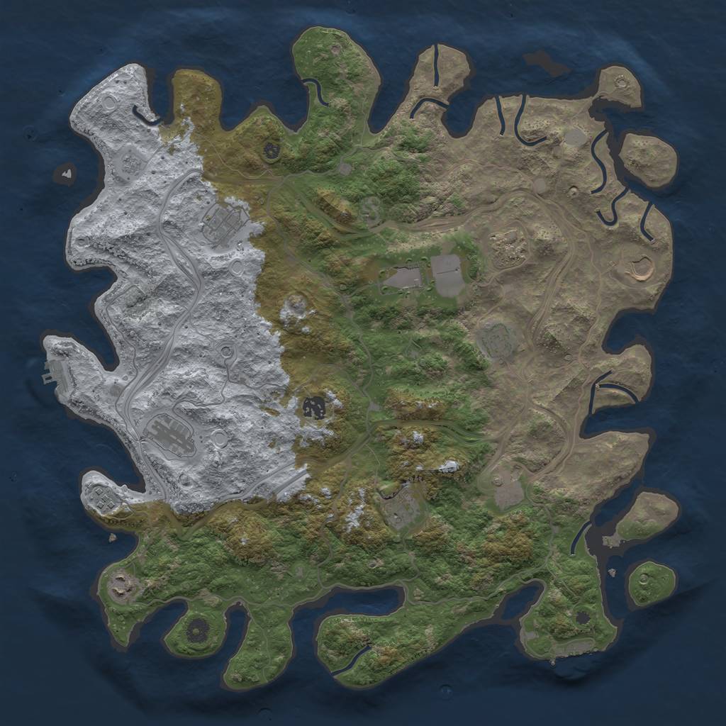 Rust Map: Procedural Map, Size: 4500, Seed: 83437115, 20 Monuments