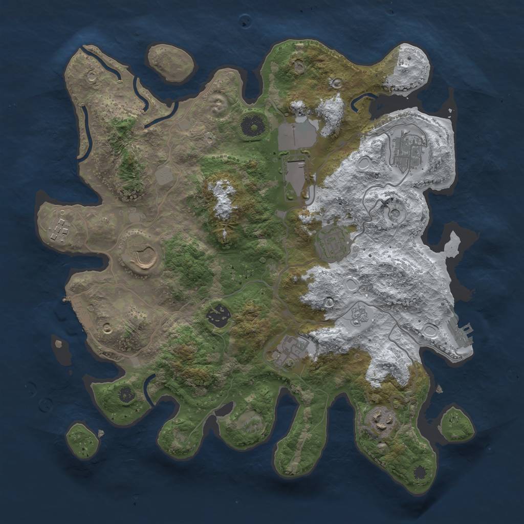 Rust Map: Procedural Map, Size: 3500, Seed: 25851, 17 Monuments