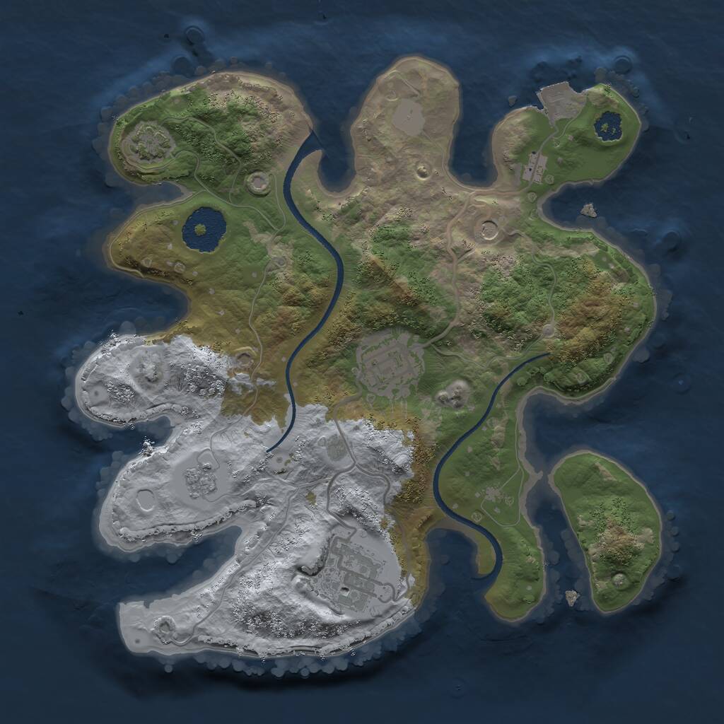 Rust Map: Procedural Map, Size: 2502, Seed: 3188589, 6 Monuments