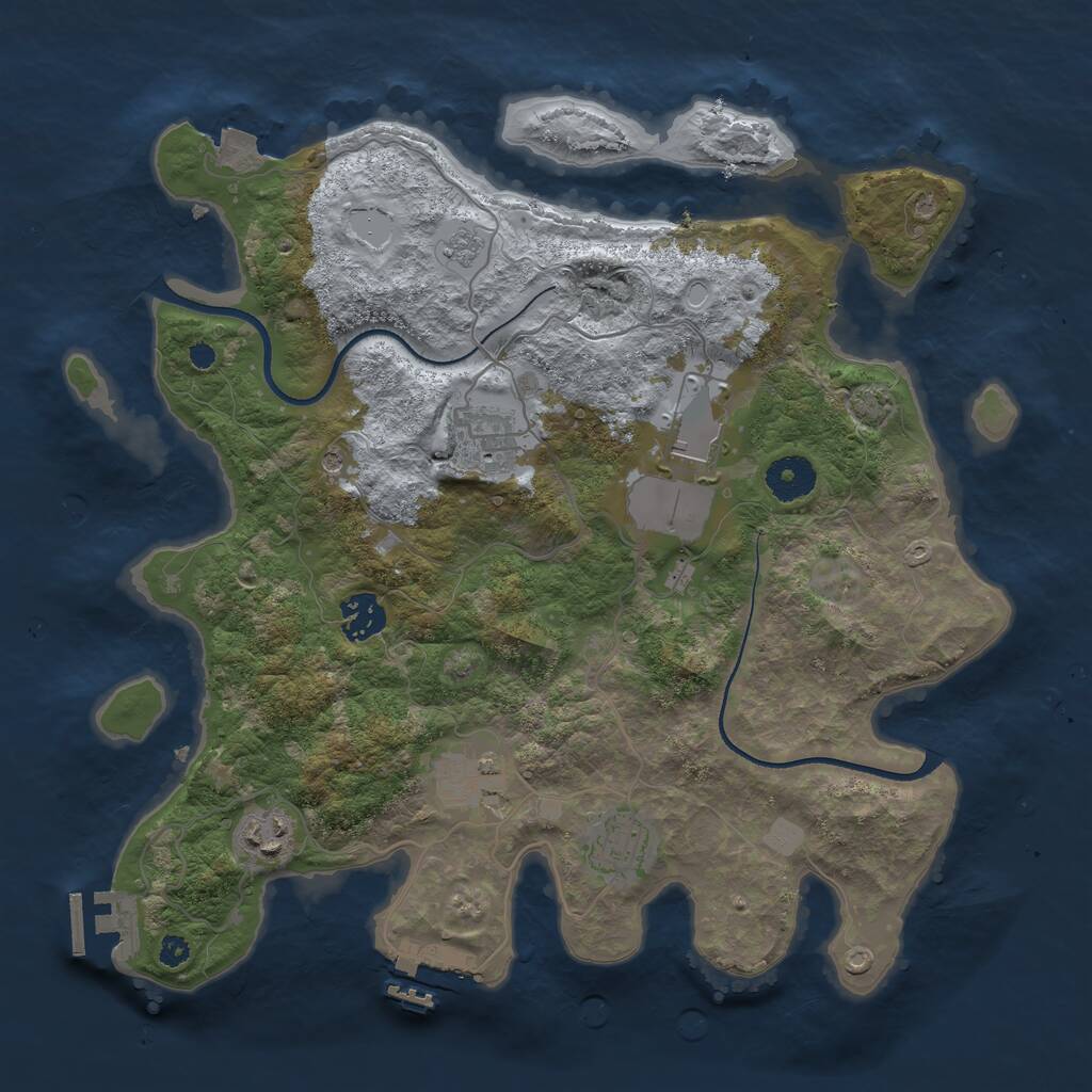 Rust Map: Procedural Map, Size: 3500, Seed: 123235235, 12 Monuments