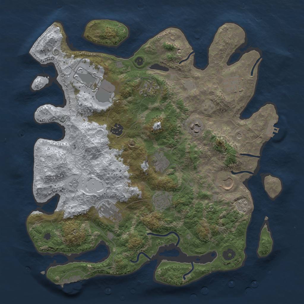 Rust Map: Procedural Map, Size: 3750, Seed: 550491990, 19 Monuments