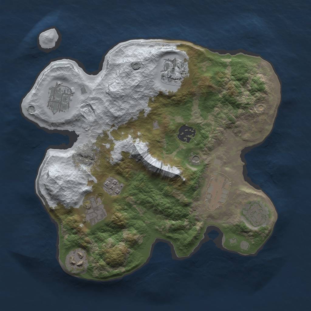 Rust Map: Barren, Size: 2750, Seed: 552341, 11 Monuments