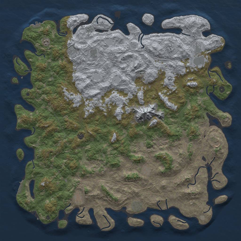 Rust Map: Procedural Map, Size: 6000, Seed: 7500164, 18 Monuments