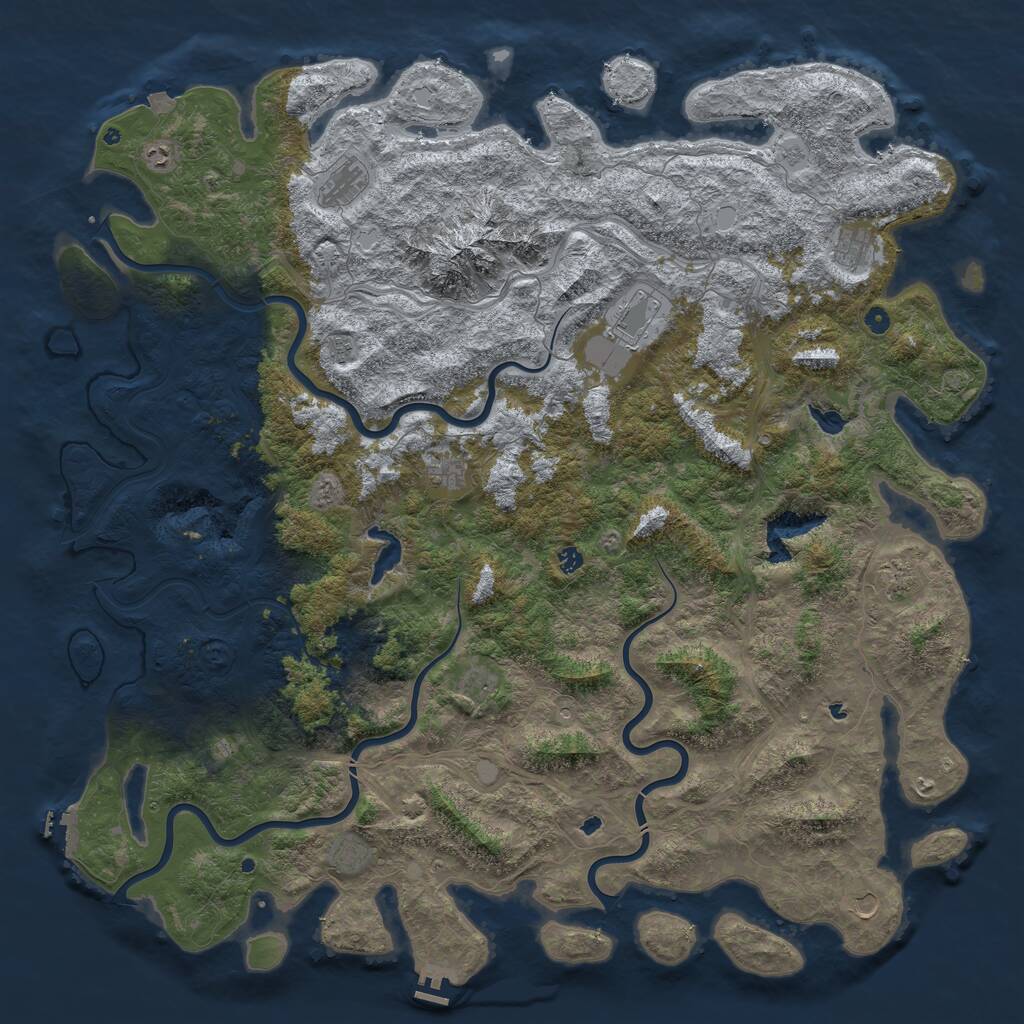 Rust Map: Procedural Map, Size: 6000, Seed: 7500164, 17 Monuments