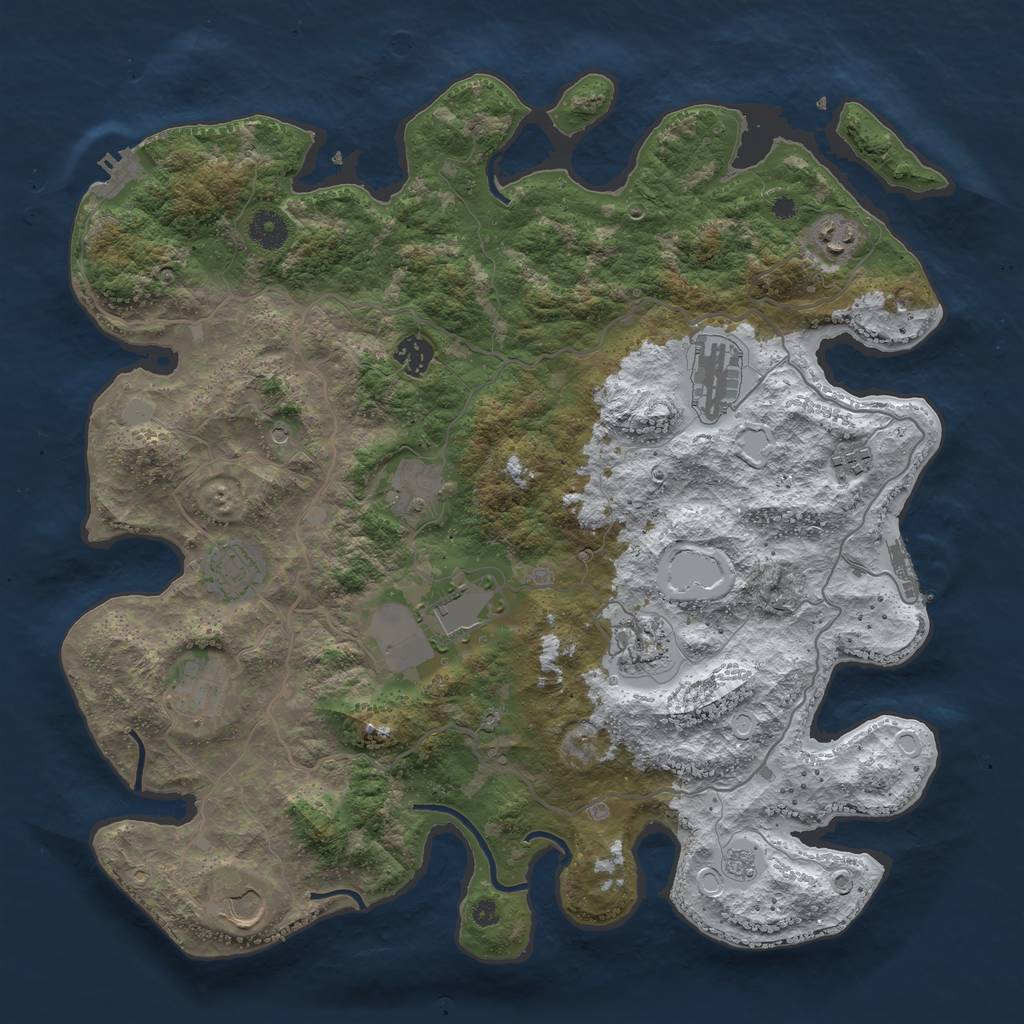 Rust Map: Procedural Map, Size: 4000, Seed: 44257645, 19 Monuments