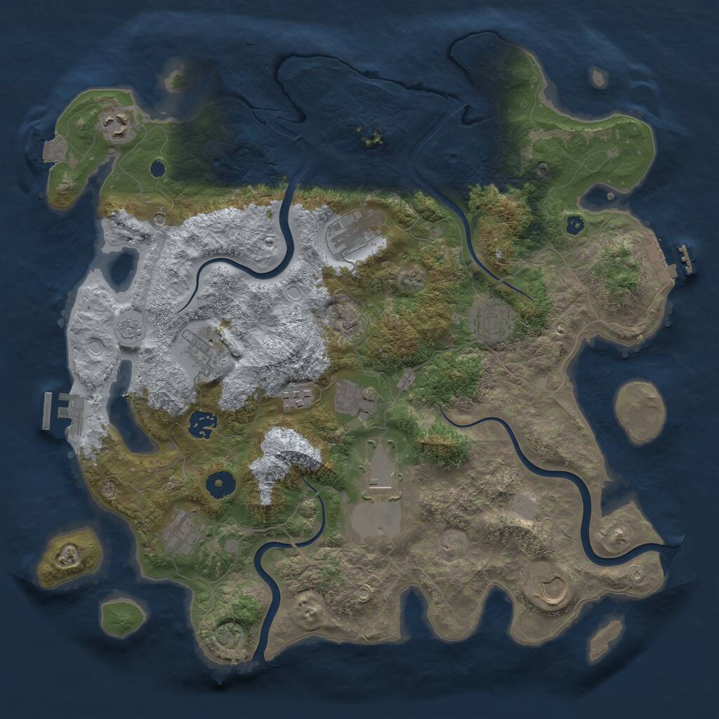 Rust Map: Procedural Map, Size: 3850, Seed: 846509149, 16 Monuments