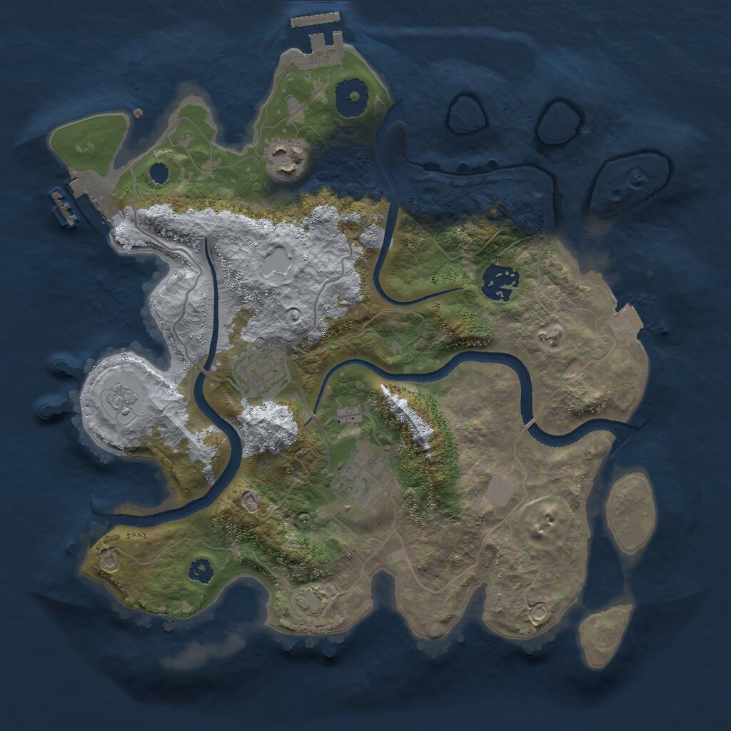 Rust Map: Procedural Map, Size: 3000, Seed: 8415, 9 Monuments