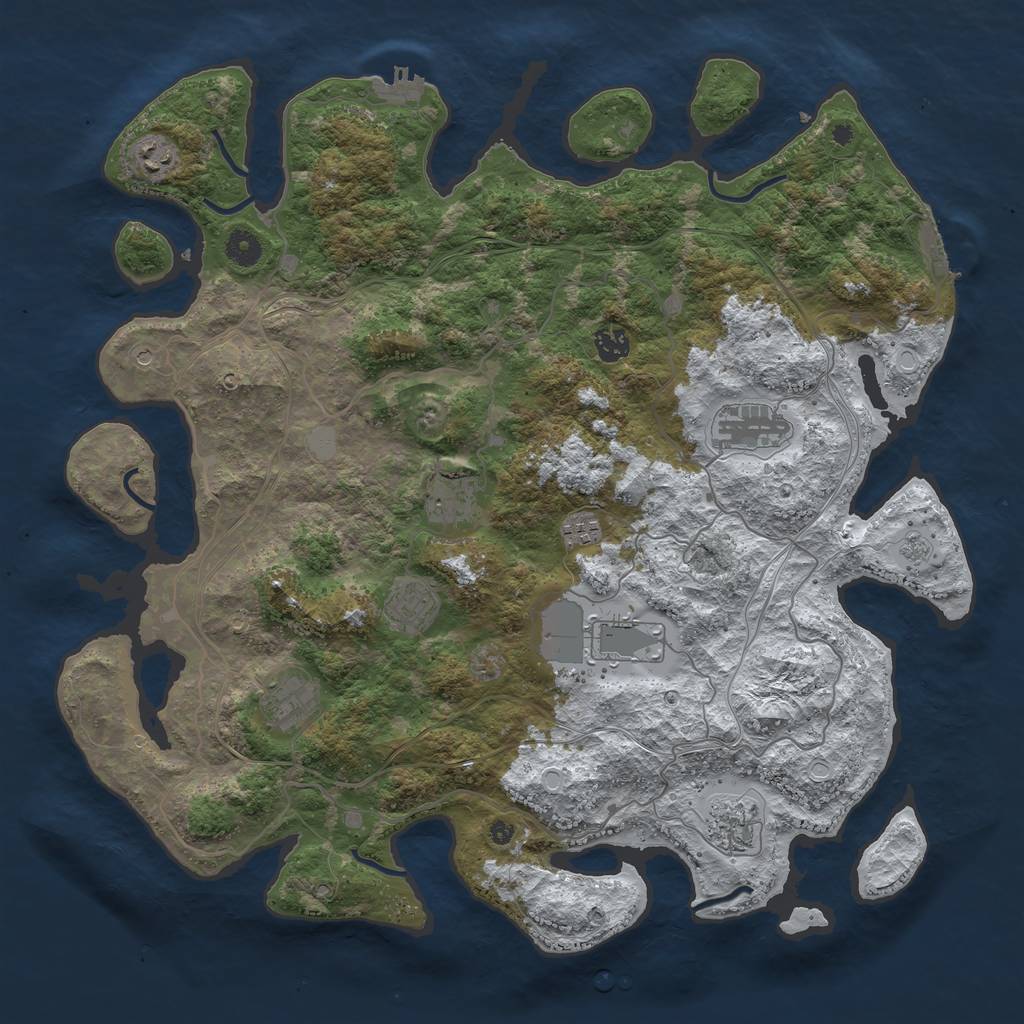 Rust Map: Procedural Map, Size: 4345, Seed: 3000000, 18 Monuments