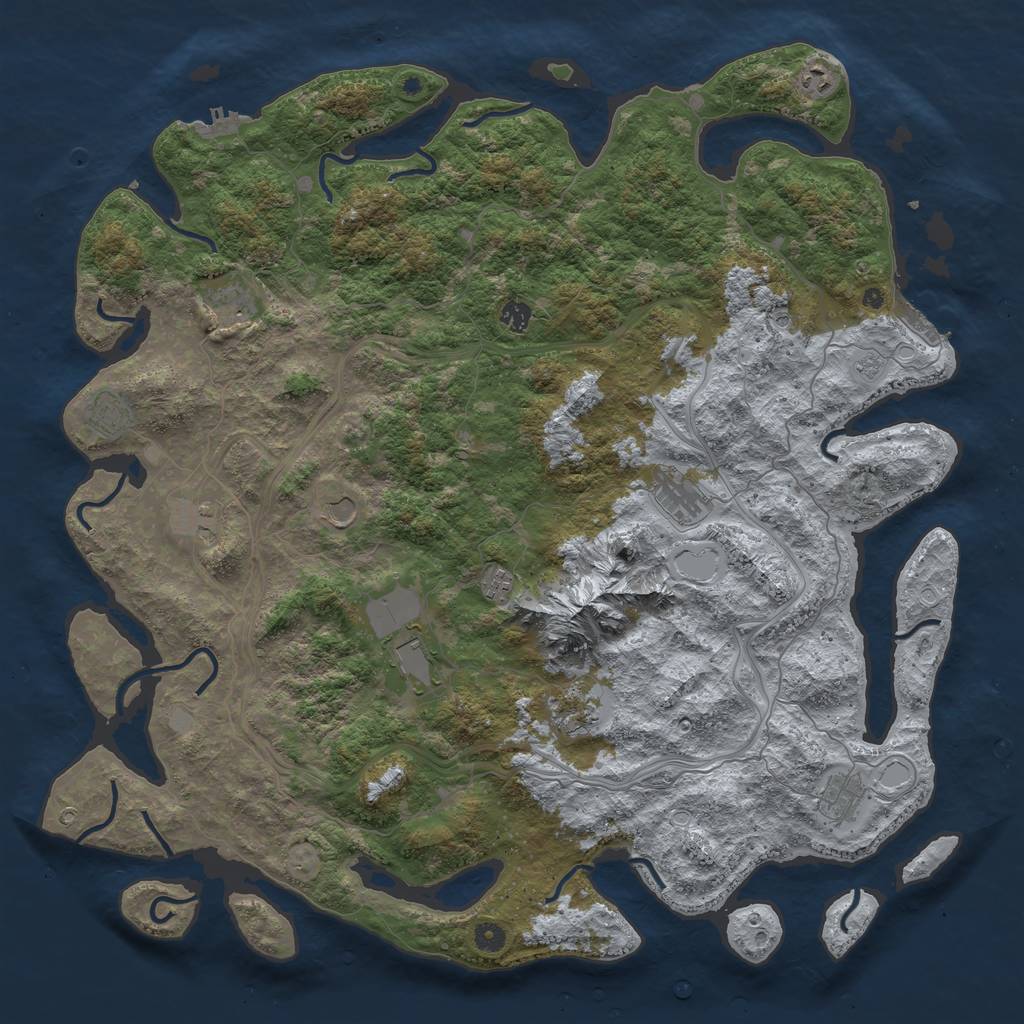 Rust Map: Procedural Map, Size: 5000, Seed: 870195713, 20 Monuments