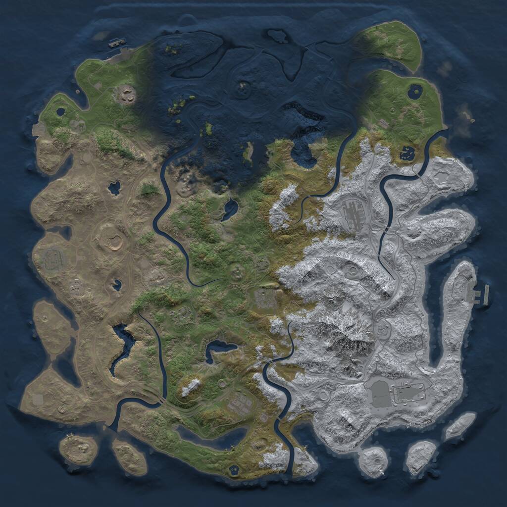 Rust Map: Procedural Map, Size: 5000, Seed: 870195713, 17 Monuments
