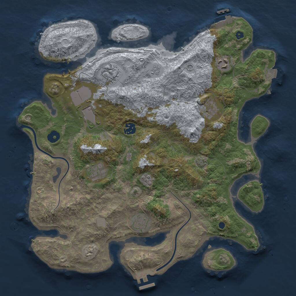 Rust Map: Procedural Map, Size: 3700, Seed: 1703106126, 14 Monuments