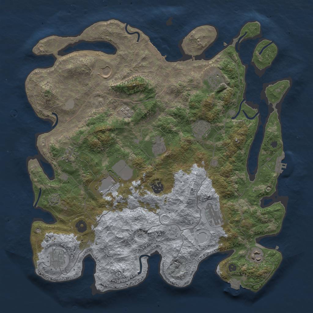 Rust Map: Procedural Map, Size: 4000, Seed: 18640536, 19 Monuments