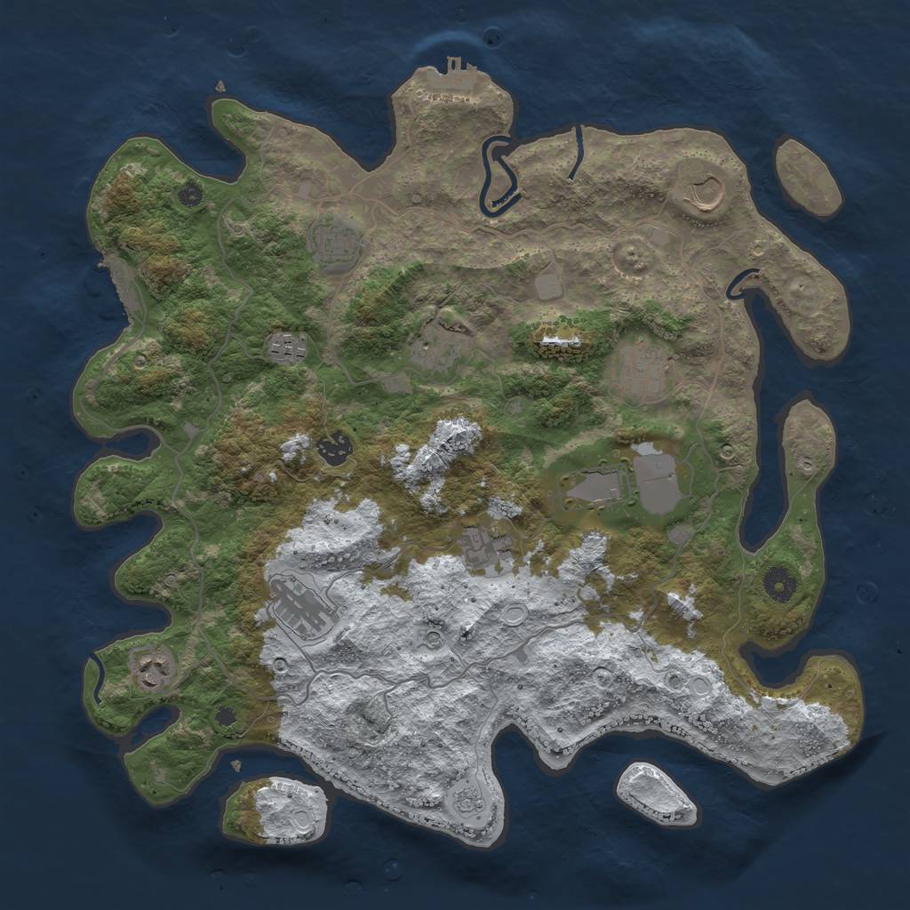 Rust Map: Procedural Map, Size: 4000, Seed: 1584122, 19 Monuments