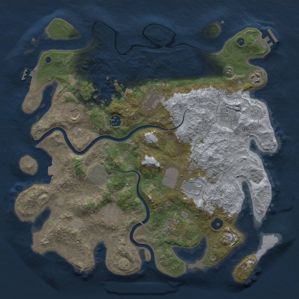 Rust Map: Procedural Map, Size: 3950, Seed: 1386298728, 16 Monuments