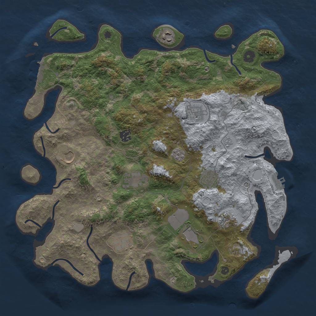 Rust Map: Procedural Map, Size: 3950, Seed: 1386298728, 19 Monuments