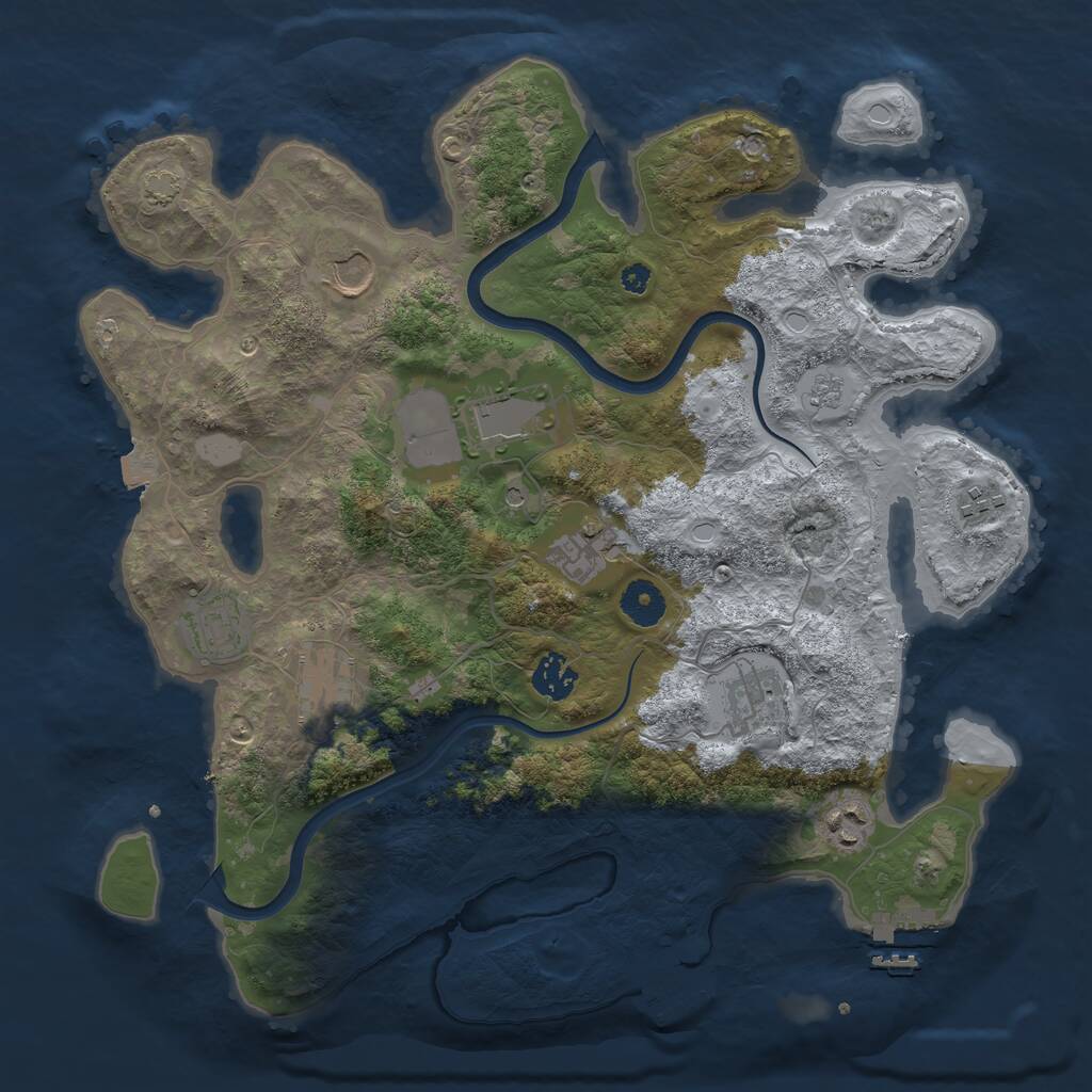 Rust Map: Procedural Map, Size: 3700, Seed: 30583, 15 Monuments