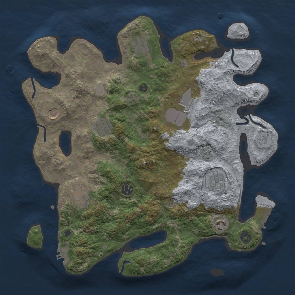 Rust Map: Procedural Map, Size: 3700, Seed: 30583, 18 Monuments