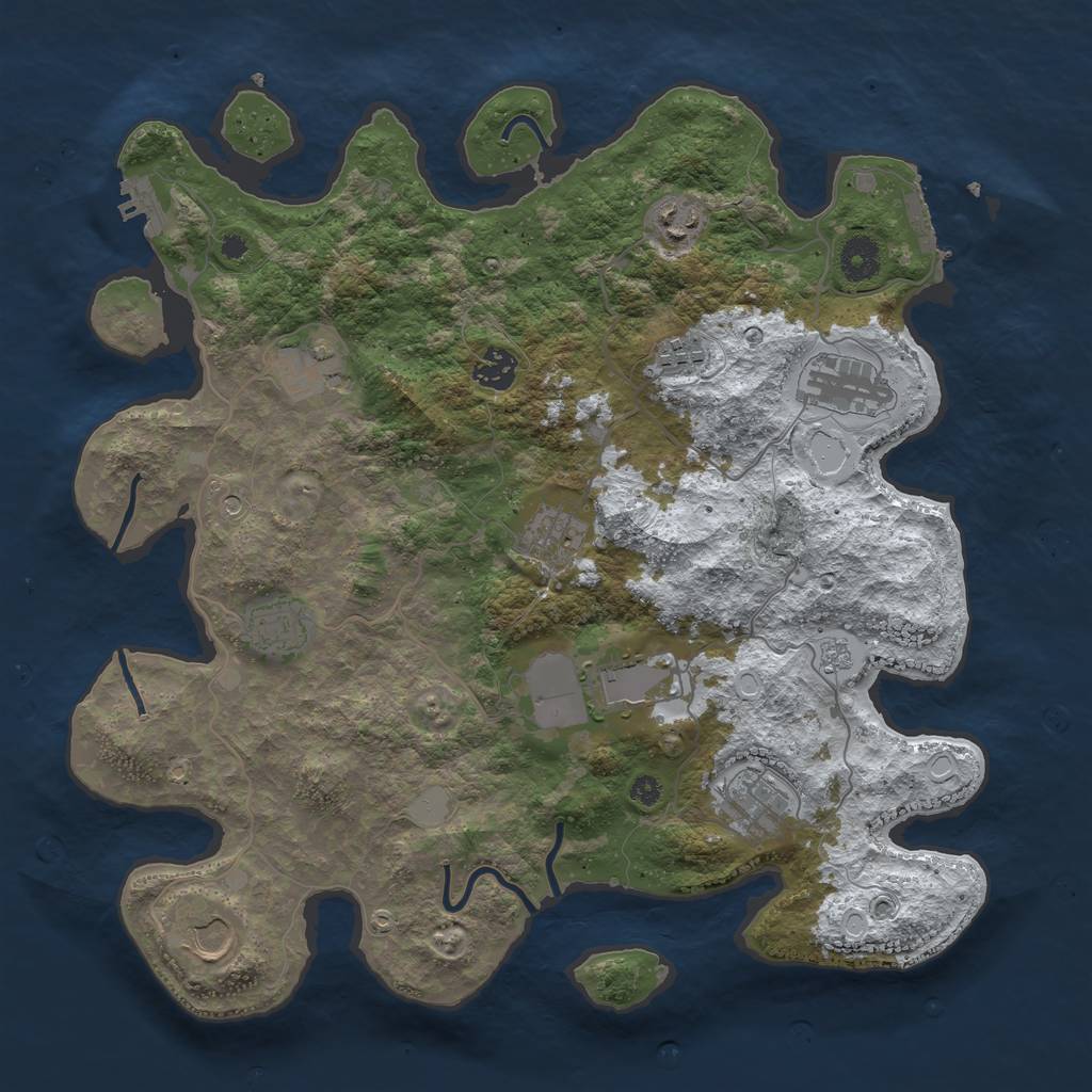 Rust Map: Procedural Map, Size: 3800, Seed: 1964097657, 19 Monuments