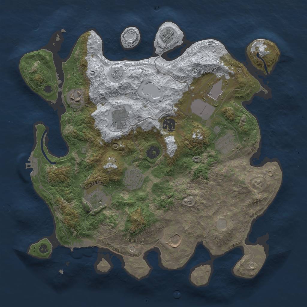 Rust Map: Procedural Map, Size: 3500, Seed: 1200370981, 18 Monuments