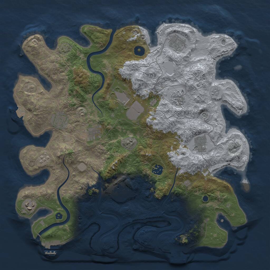 Rust Map: Procedural Map, Size: 3850, Seed: 716069601, 16 Monuments