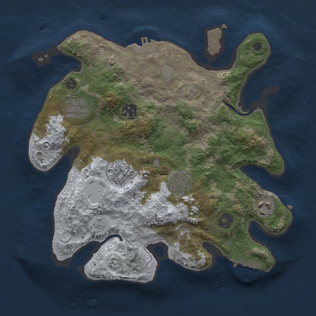 Rust Map: Procedural Map, Size: 3000, Seed: 1235314375, 14 Monuments