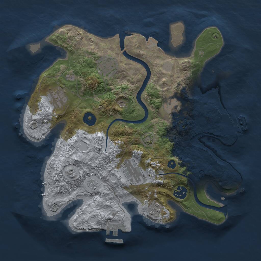 Rust Map: Procedural Map, Size: 3000, Seed: 1235314375, 12 Monuments
