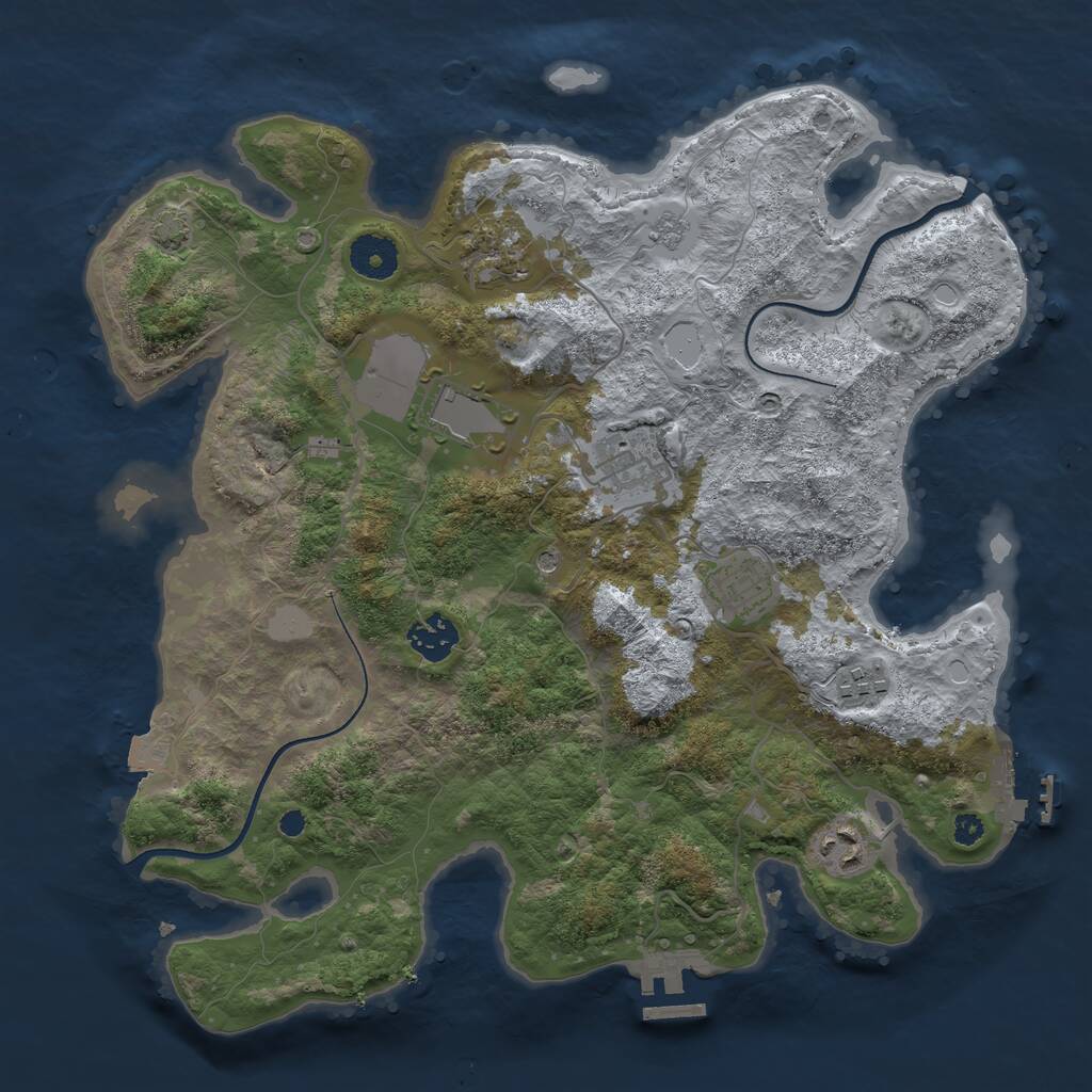 Rust Map: Procedural Map, Size: 3500, Seed: 1351754433, 13 Monuments