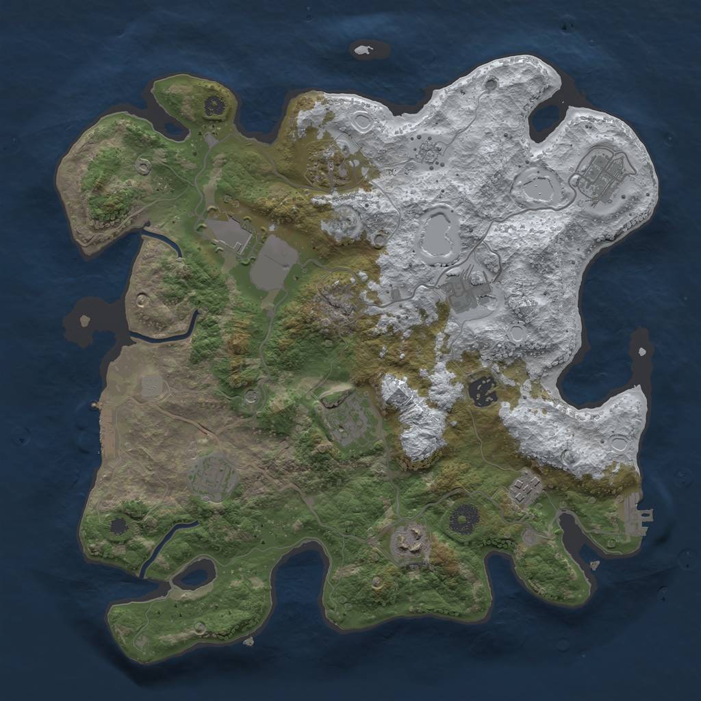 Rust Map: Procedural Map, Size: 3500, Seed: 1351754433, 18 Monuments