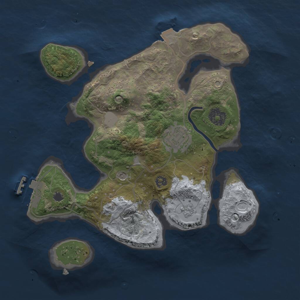 Rust Map: Procedural Map, Size: 2500, Seed: 2147483500, 5 Monuments